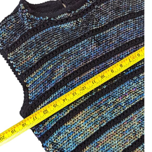 60's Iridescent boxy sequin sweater top - Picture 4 of 6